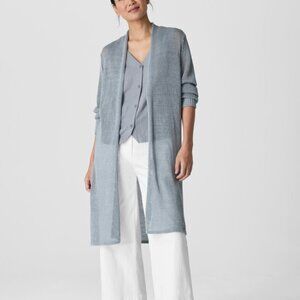 NWT Eileen Fisher GREYSTONE Organic Linen Cotton Cord Long Cardigan